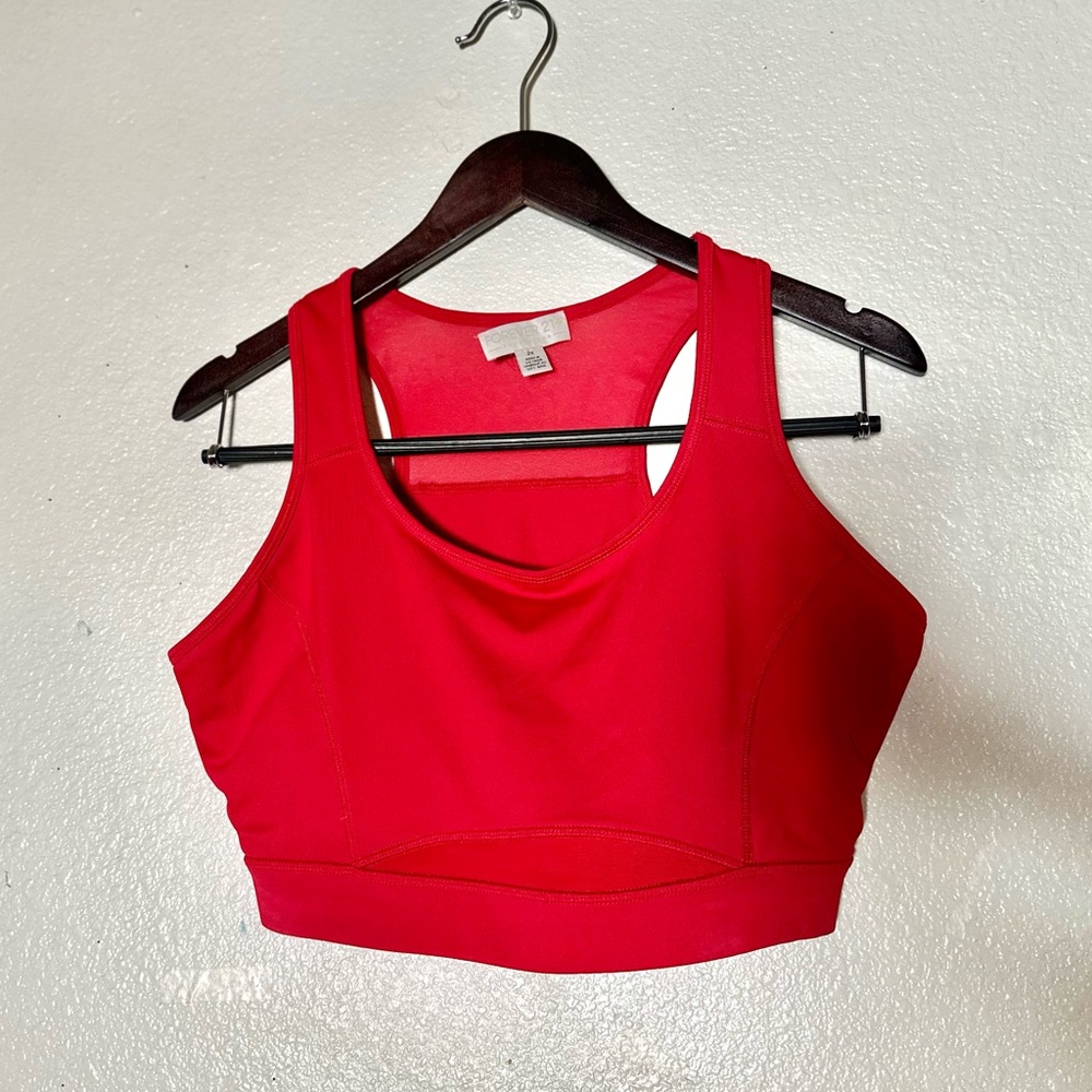 Forever 21 Red Plus Size Sports Bra with Mesh